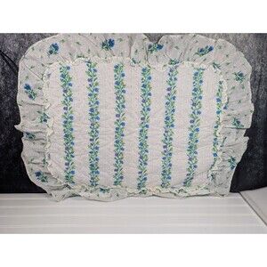 Vtg Hand Quilted 24" Floral Pillow Case Cottagecore Grannycore Shabby Chic